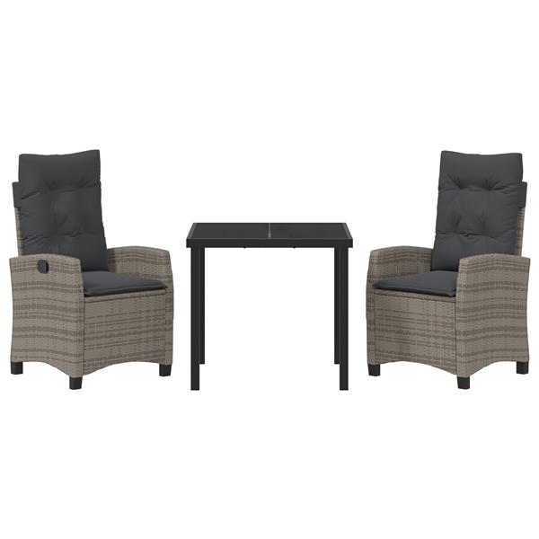 Grote foto vidaxl 3 delige tuinset met kussens grijs poly rattan tuin en terras tuinmeubelen