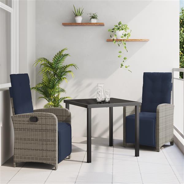 Grote foto vidaxl 3 delige tuin eetset grijs poly rattan tuin en terras tuinmeubelen