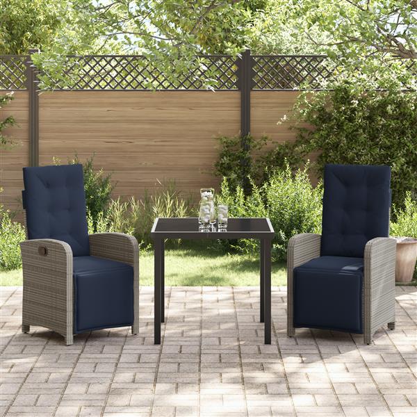 Grote foto vidaxl 3 delige tuin eetset grijs poly rattan tuin en terras tuinmeubelen