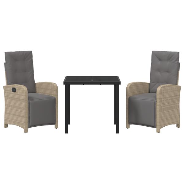 Grote foto vidaxl 3 delige tuinset met kussens in beige poly rattan tuin en terras tuinmeubelen