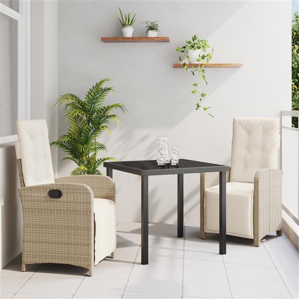 Grote foto vidaxl 3 delige tuinset met kussens in beige poly rattan tuin en terras tuinmeubelen