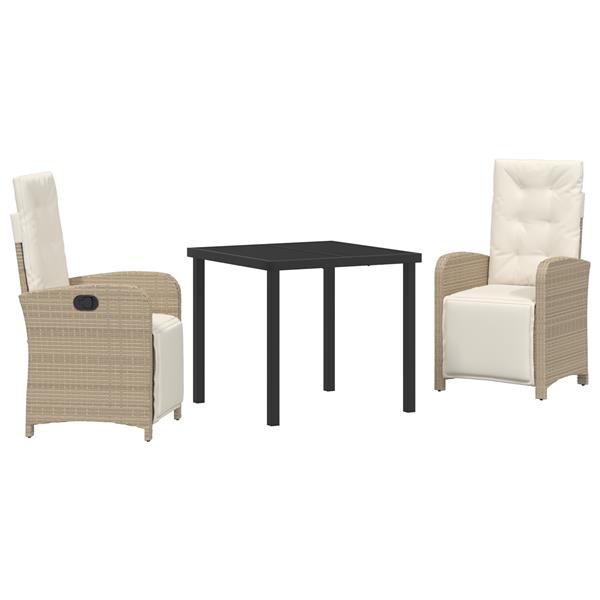 Grote foto vidaxl 3 delige tuinset met kussens in beige poly rattan tuin en terras tuinmeubelen