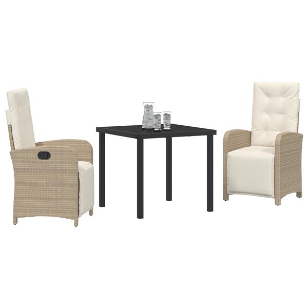 Grote foto vidaxl 3 delige tuinset met kussens in beige poly rattan tuin en terras tuinmeubelen