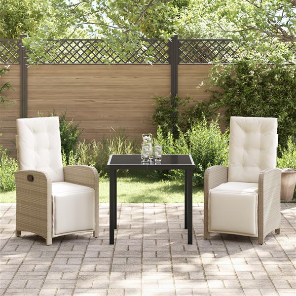 Grote foto vidaxl 3 delige tuinset met kussens in beige poly rattan tuin en terras tuinmeubelen