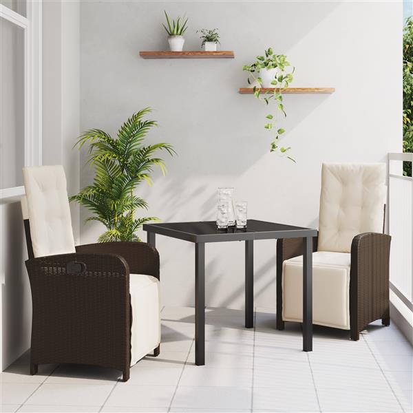 Grote foto vidaxl 3 delige tuinset met kussens bruin poly rattan tuin en terras tuinmeubelen