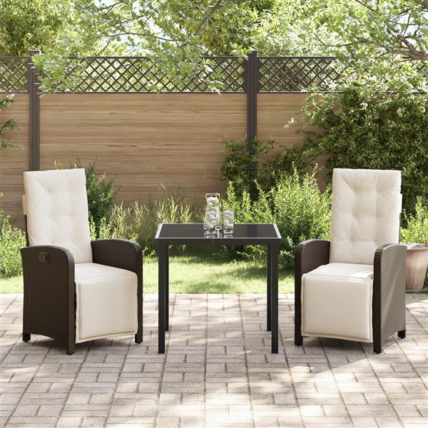 Grote foto vidaxl 3 delige tuinset met kussens bruin poly rattan tuin en terras tuinmeubelen