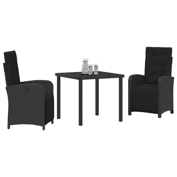 Grote foto vidaxl 3 delige tuinset met kussens zwart poly rattan tuin en terras tuinmeubelen
