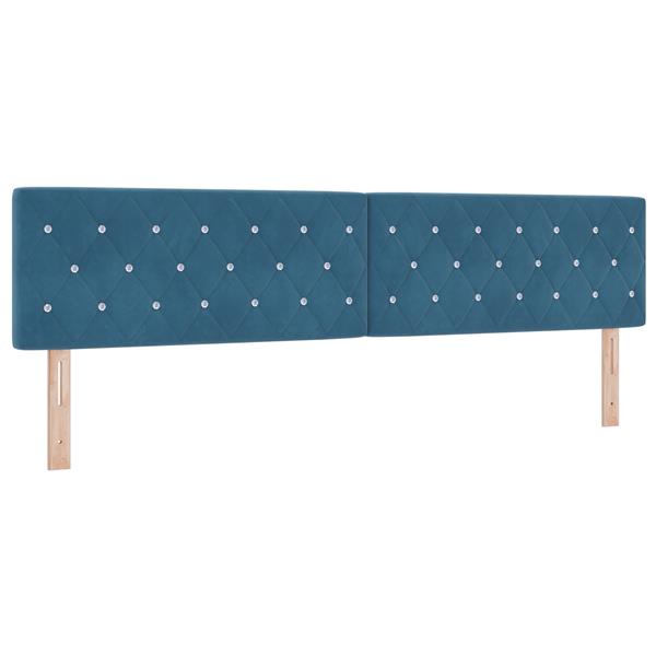 Grote foto vidaxl hoofdbord met kristallen knopen 200 cm fluweel donkerblauw antiek en kunst stoelen en banken