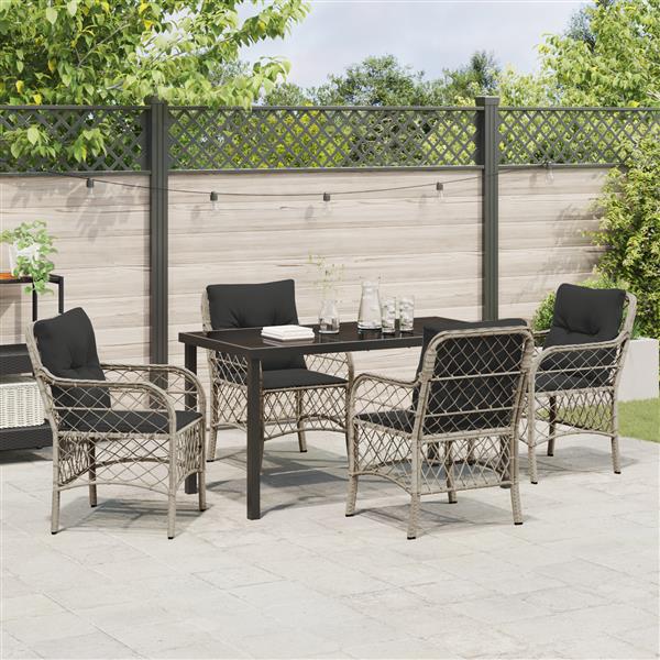 Grote foto vidaxl 5 delige tuintafel met kussens in lichtgrijs poly rattan tuin en terras tuinmeubelen