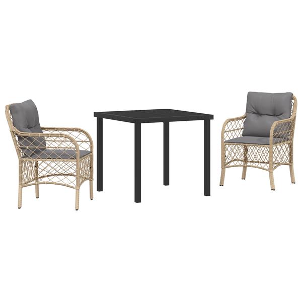 Grote foto vidaxl 3 delige tuinset met kussens in beige poly rattan tuin en terras tuinmeubelen