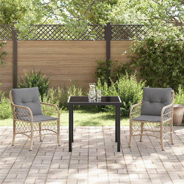 Grote foto vidaxl 3 delige tuinset met kussens in beige poly rattan tuin en terras tuinmeubelen