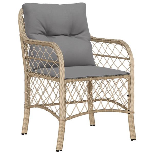 Grote foto vidaxl 3 delige tuinset met kussens in beige poly rattan tuin en terras tuinmeubelen