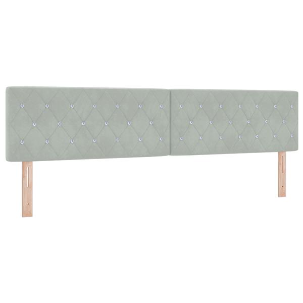 Grote foto vidaxl hoofdbord met kristallen knopen 200 cm fluweel lichtgrijs antiek en kunst stoelen en banken