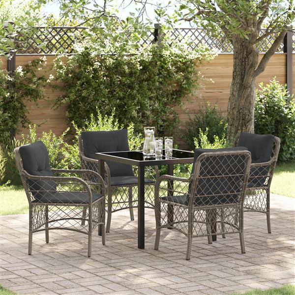 Grote foto vidaxl 5 delige tuinset met kussens in grijs poly rattan tuin en terras tuinmeubelen