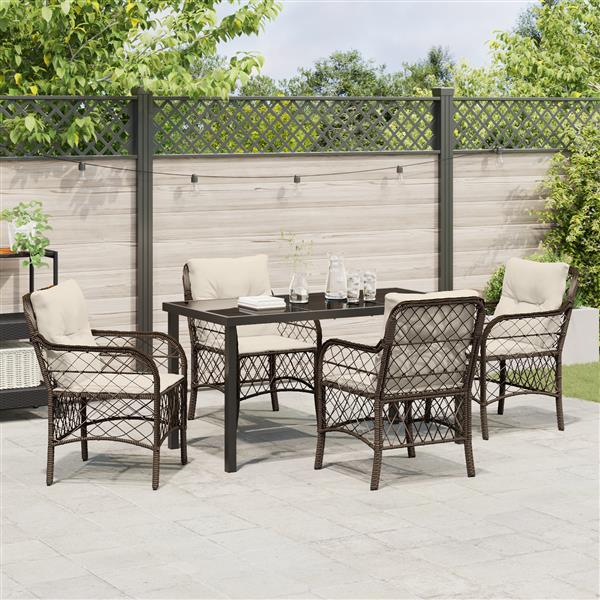 Grote foto vidaxl 5 delige tuinset met kussens bruin poly rattan tuin en terras tuinmeubelen