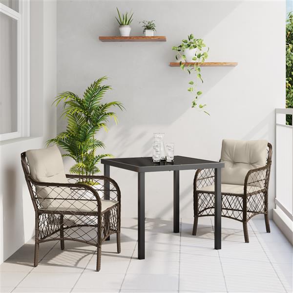 Grote foto vidaxl 3 delige tuinset met kussens bruin poly rattan tuin en terras tuinmeubelen