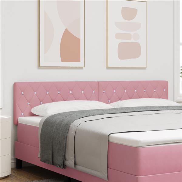 Grote foto vidaxl hoofdbord met kristallen knopen 180 cm fluweel roze antiek en kunst stoelen en banken