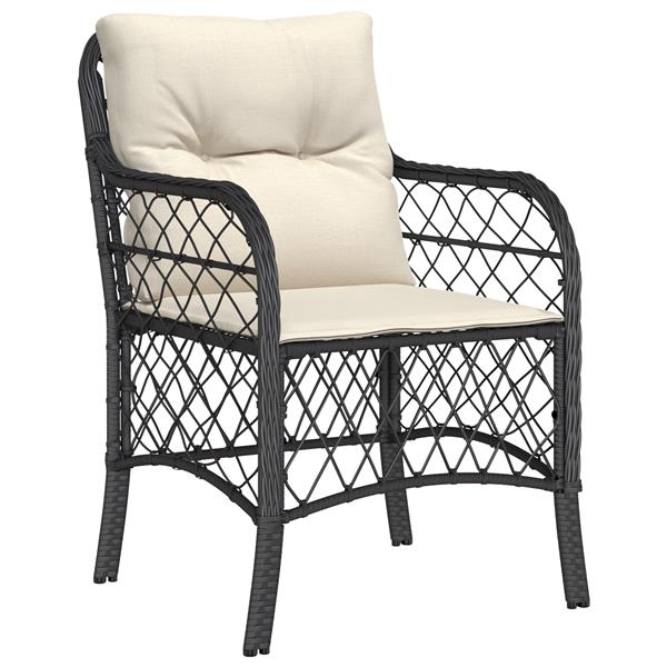 Grote foto vidaxl 3 delige tuinset met kussens zwart poly rattan tuin en terras tuinmeubelen