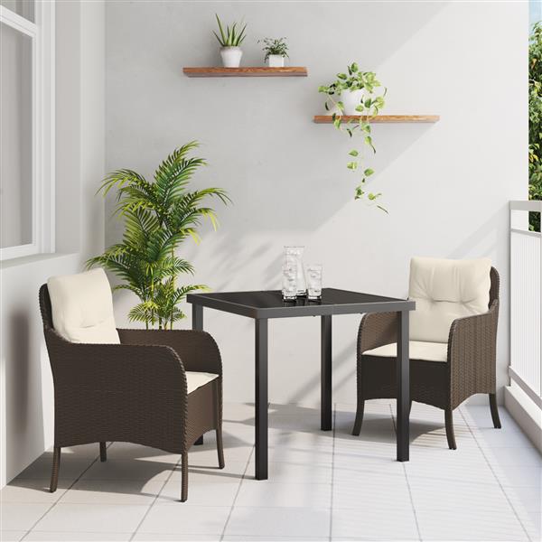 Grote foto vidaxl 3 delige tuinset met kussens bruin poly rattan tuin en terras tuinmeubelen