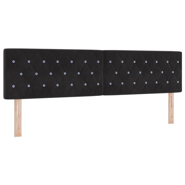 Grote foto vidaxl hoofdbord met kristallen knopen 180 cm fluweel zwart antiek en kunst stoelen en banken