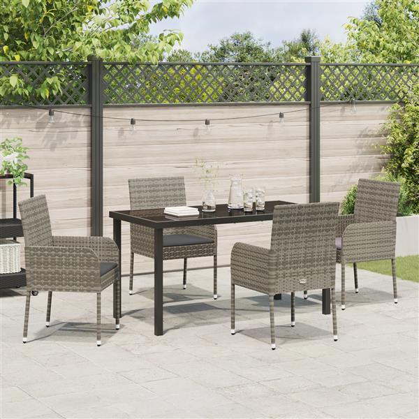 Grote foto vidaxl 5 delige tuinset met kussens grijs poly rattan tuin en terras tuinmeubelen