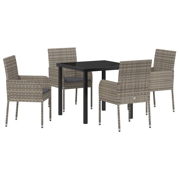 Grote foto vidaxl 5 delige tuinset met kussens grijs poly rattan tuin en terras tuinmeubelen