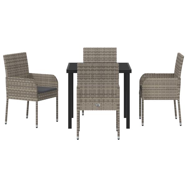 Grote foto vidaxl 5 delige tuinset met kussens grijs poly rattan tuin en terras tuinmeubelen