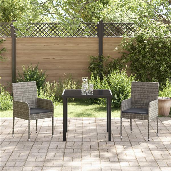 Grote foto vidaxl 3 delige tuinset met kussens grijs poly rattan tuin en terras tuinmeubelen
