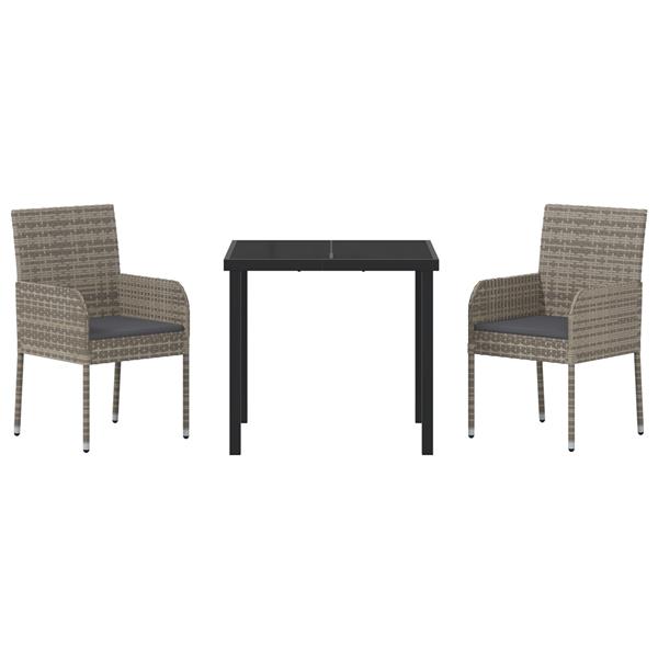Grote foto vidaxl 3 delige tuinset met kussens grijs poly rattan tuin en terras tuinmeubelen