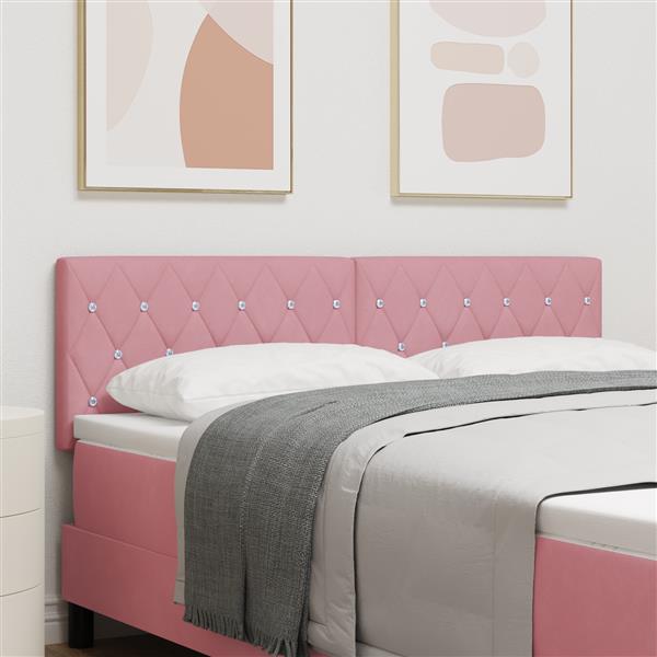Grote foto vidaxl hoofdbord met kristallen knopen 160 cm fluweel roze antiek en kunst stoelen en banken