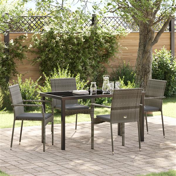 Grote foto vidaxl 5 delige tuinset met kussens grijs poly rattan tuin en terras tuinmeubelen