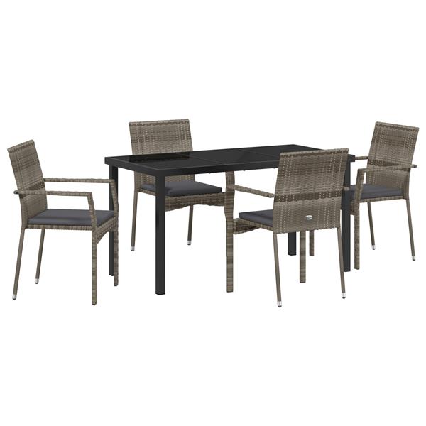 Grote foto vidaxl 5 delige tuinset met kussens grijs poly rattan tuin en terras tuinmeubelen