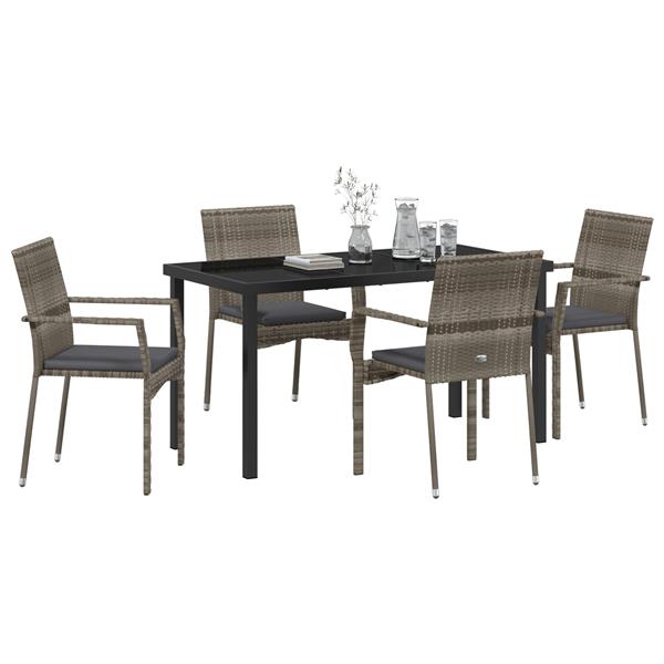 Grote foto vidaxl 5 delige tuinset met kussens grijs poly rattan tuin en terras tuinmeubelen