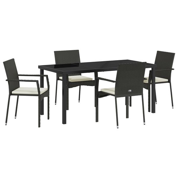 Grote foto vidaxl 5 delige tuinset met kussens in zwart poly rattan tuin en terras tuinmeubelen