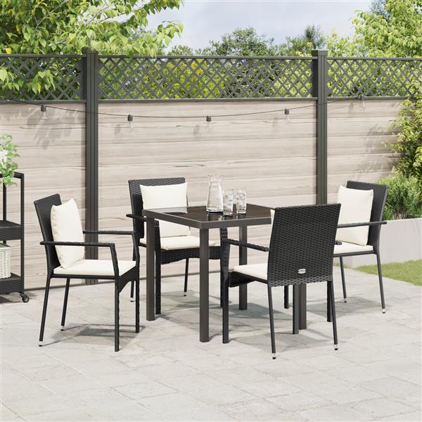 Grote foto vidaxl 5 delige tuinset met kussens zwart poly rotan tuin en terras tuinmeubelen
