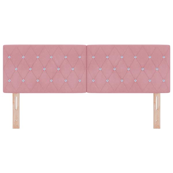 Grote foto vidaxl hoofdbord met kristallen knopen 140 cm fluweel roze antiek en kunst stoelen en banken