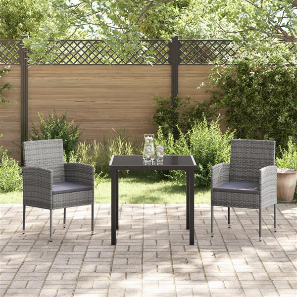 Grote foto vidaxl 3 delige tuinset met kussens in grijs poly rattan tuin en terras tuinmeubelen
