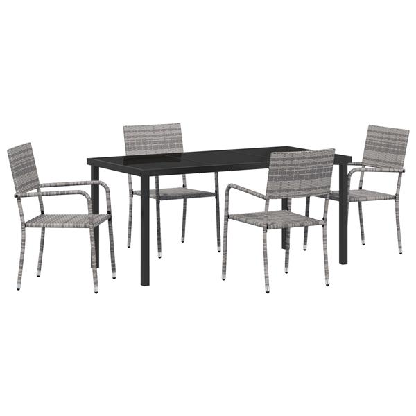 Grote foto vidaxl 5 delige tuinset grijs poly rattan tuin en terras tuinmeubelen
