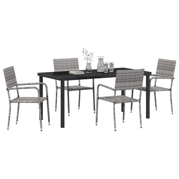 Grote foto vidaxl 5 delige tuinset grijs poly rattan tuin en terras tuinmeubelen