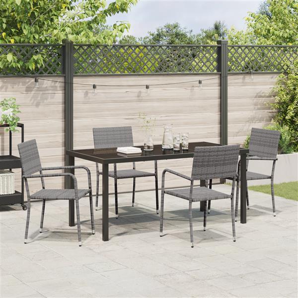 Grote foto vidaxl 5 delige tuinset grijs poly rattan tuin en terras tuinmeubelen