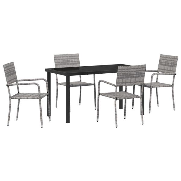 Grote foto vidaxl 5 delige tuin eetset grijs poly rattan tuin en terras tuinmeubelen