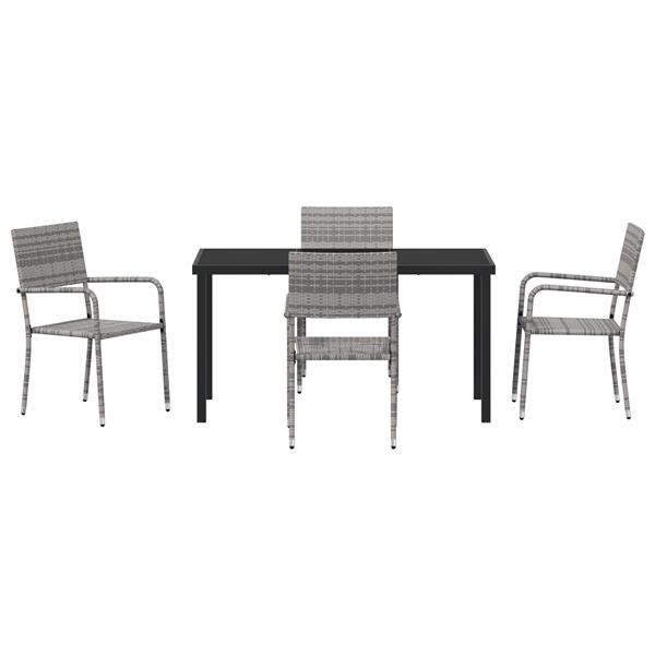 Grote foto vidaxl 5 delige tuin eetset grijs poly rattan tuin en terras tuinmeubelen