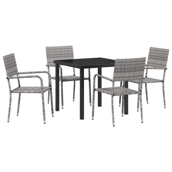 Grote foto vidaxl 5 delige tuinset grijs poly rattan tuin en terras tuinmeubelen