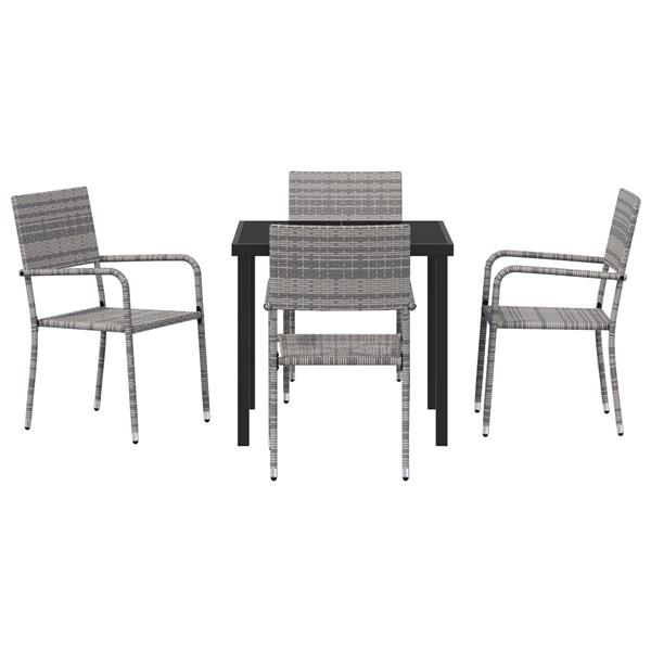 Grote foto vidaxl 5 delige tuinset grijs poly rattan tuin en terras tuinmeubelen