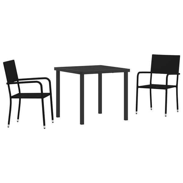 Grote foto vidaxl 3 delige tuin eetset zwart poly rattan tuin en terras tuinmeubelen
