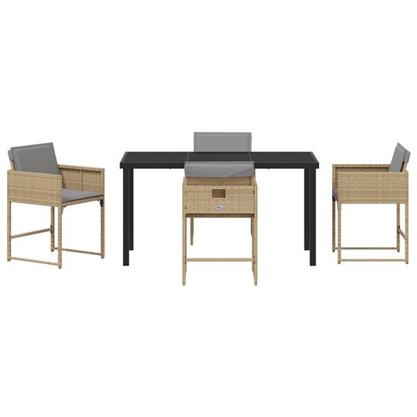 Grote foto vidaxl 5 delige tuinset met kussens beige poly rattan tuin en terras tuinmeubelen