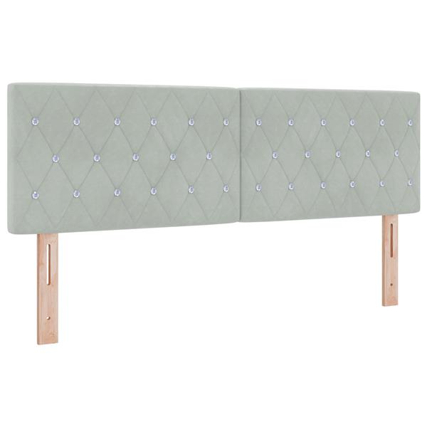 Grote foto vidaxl hoofdbord met kristallen knopen 140 cm fluweel lichtgrijs antiek en kunst stoelen en banken