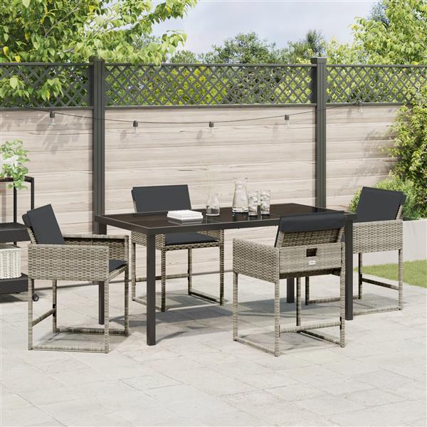 Grote foto vidaxl 5 delige tuin eetset met kussens in lichtgrijs poly rattan tuin en terras tuinmeubelen