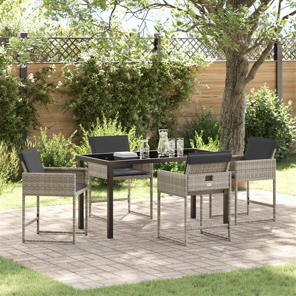 Grote foto vidaxl 5 delige tuinset met kussens in lichtgrijs poly rattan tuin en terras tuinmeubelen