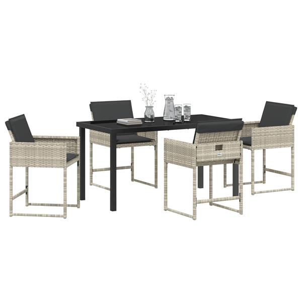 Grote foto vidaxl 5 delige tuinset met kussens in lichtgrijs poly rattan tuin en terras tuinmeubelen
